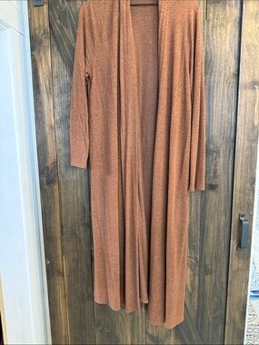 Long Open-Front Women’s Dress Cardigan in Rust